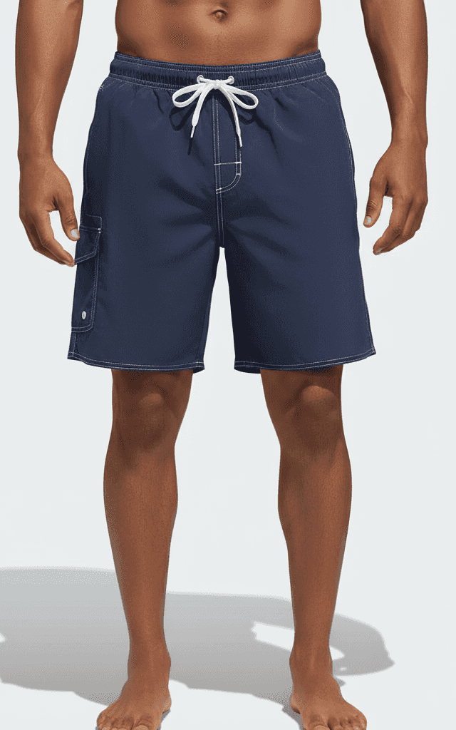 Мужские плавательные шорты, тропический цветочный принт в мятно-зеленом и красном.